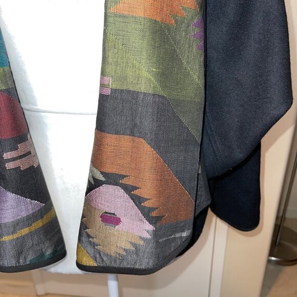 Vintage Womens Jacket Size Medium Open Front Art To Wear Statement Collar Lined - Picture 12 of 15